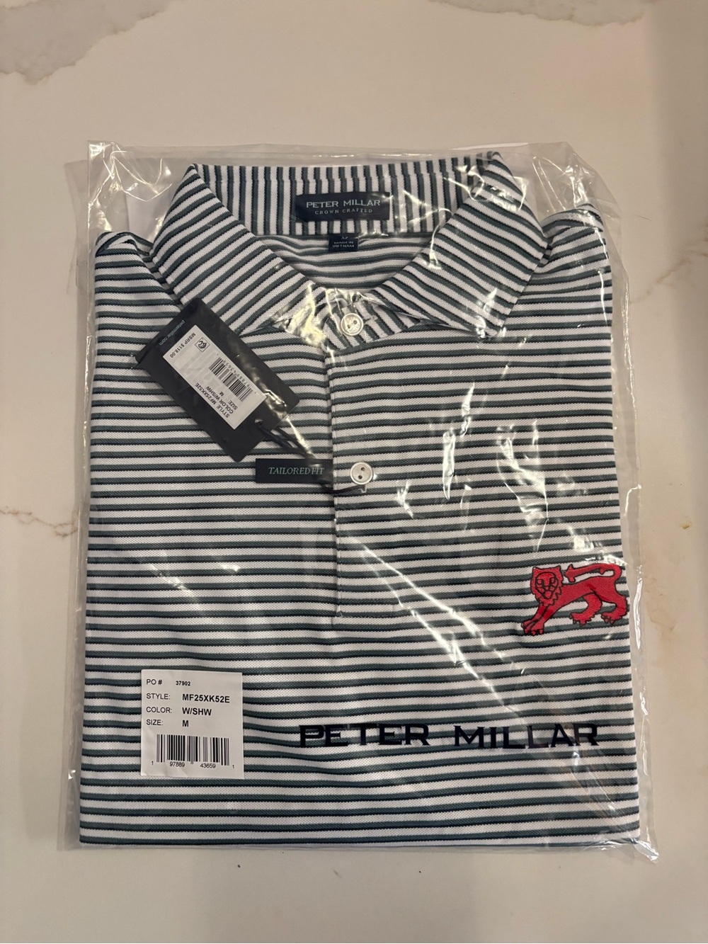 Peter Millar EXCLUSIVE WALKER CUP TEAM GB&I LOGO Men's Navy & White  Polo Shirt